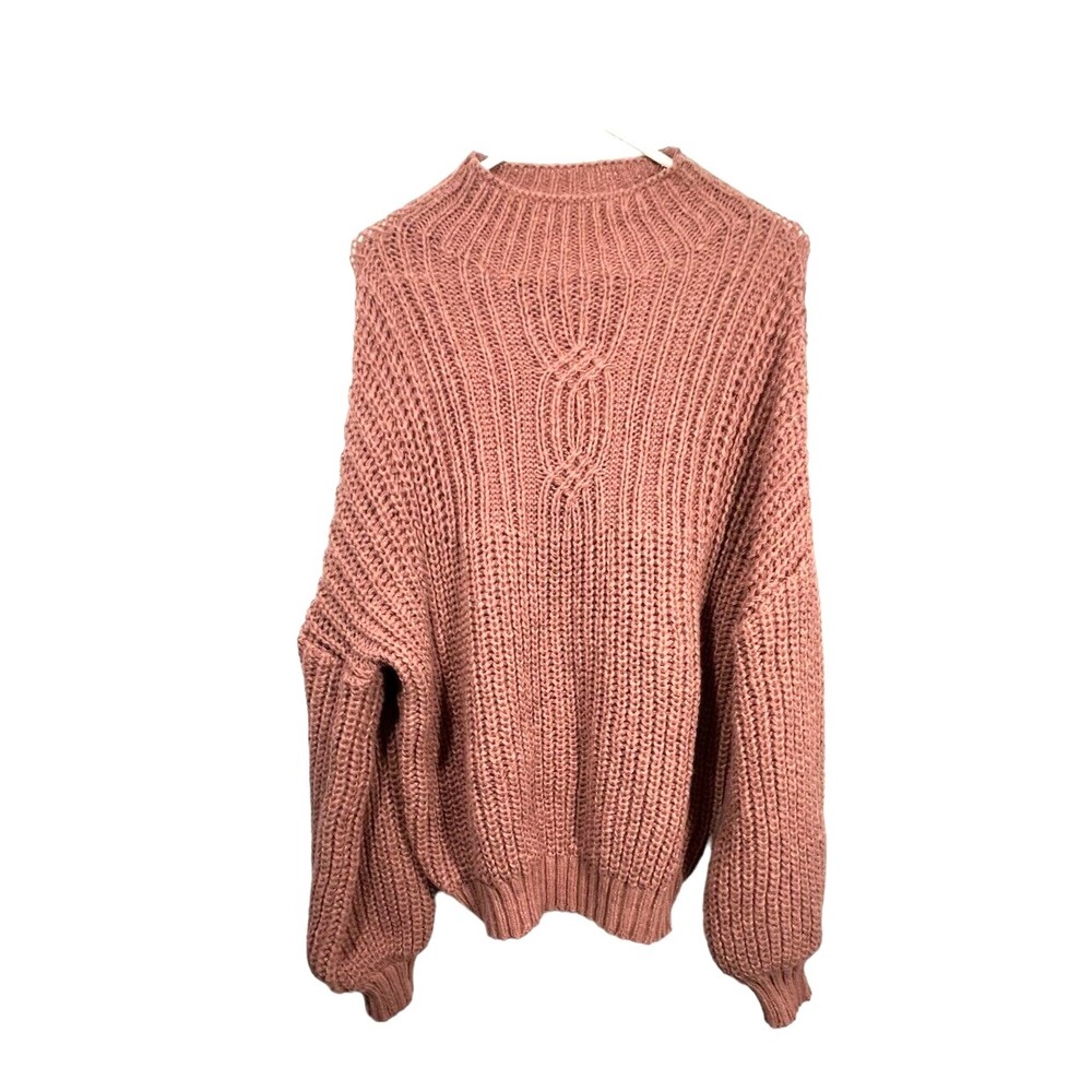 Noracora NWT Women's Cable Knit Sweater Long Sleeve Rose Color‎ Size XL